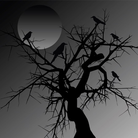 Scary Tree with Ravens